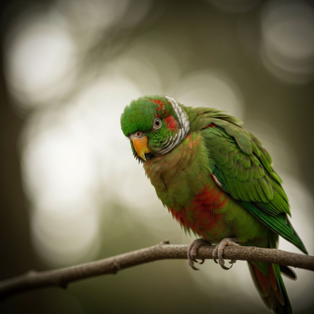 Ave exótica com aparência letárgica e doentia